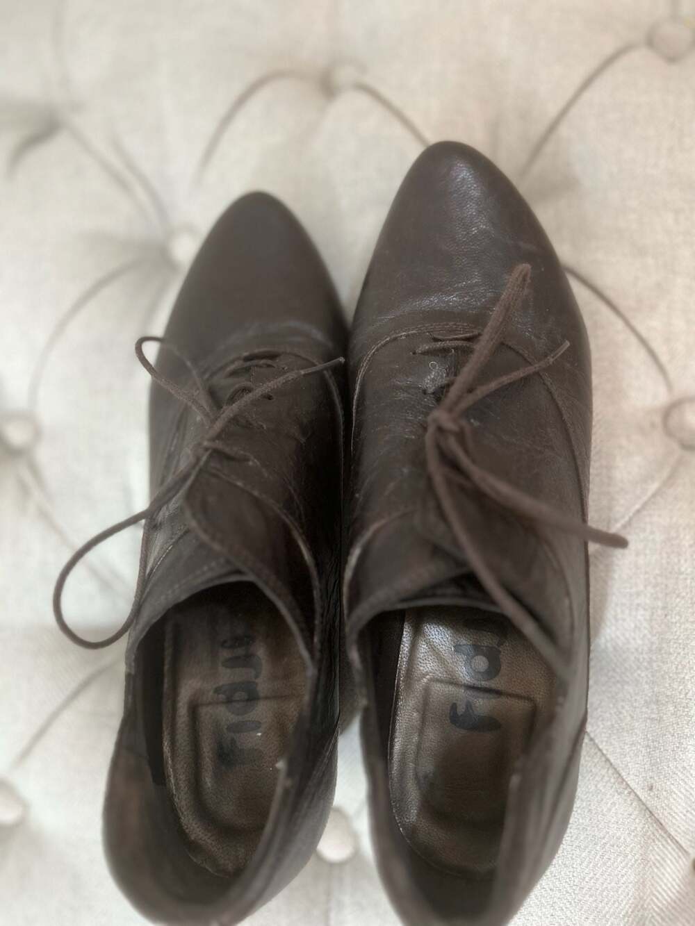 Fidji Dark Brown Leather Lace-Up Oxford Heels